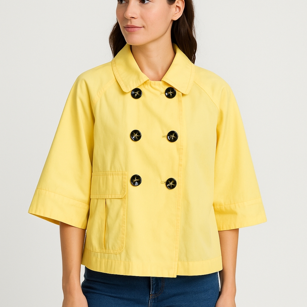 🌼Style & Co Women’s Yellow Double Breasted Jacket Size XL (Ref 9 )